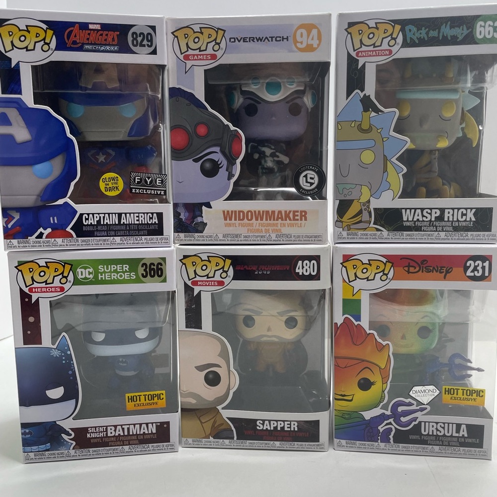 Lot of 6 Funko pops - 231, 663, 480, 94, 366, 829
